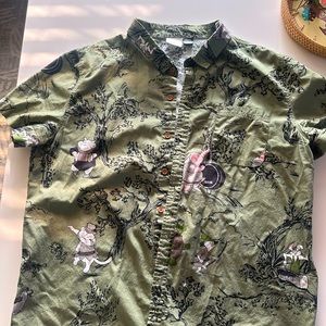 Disney robin hood adult woven button up shirt XXL